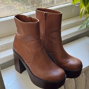 Madden Girl Tan Platform Heeled Boots